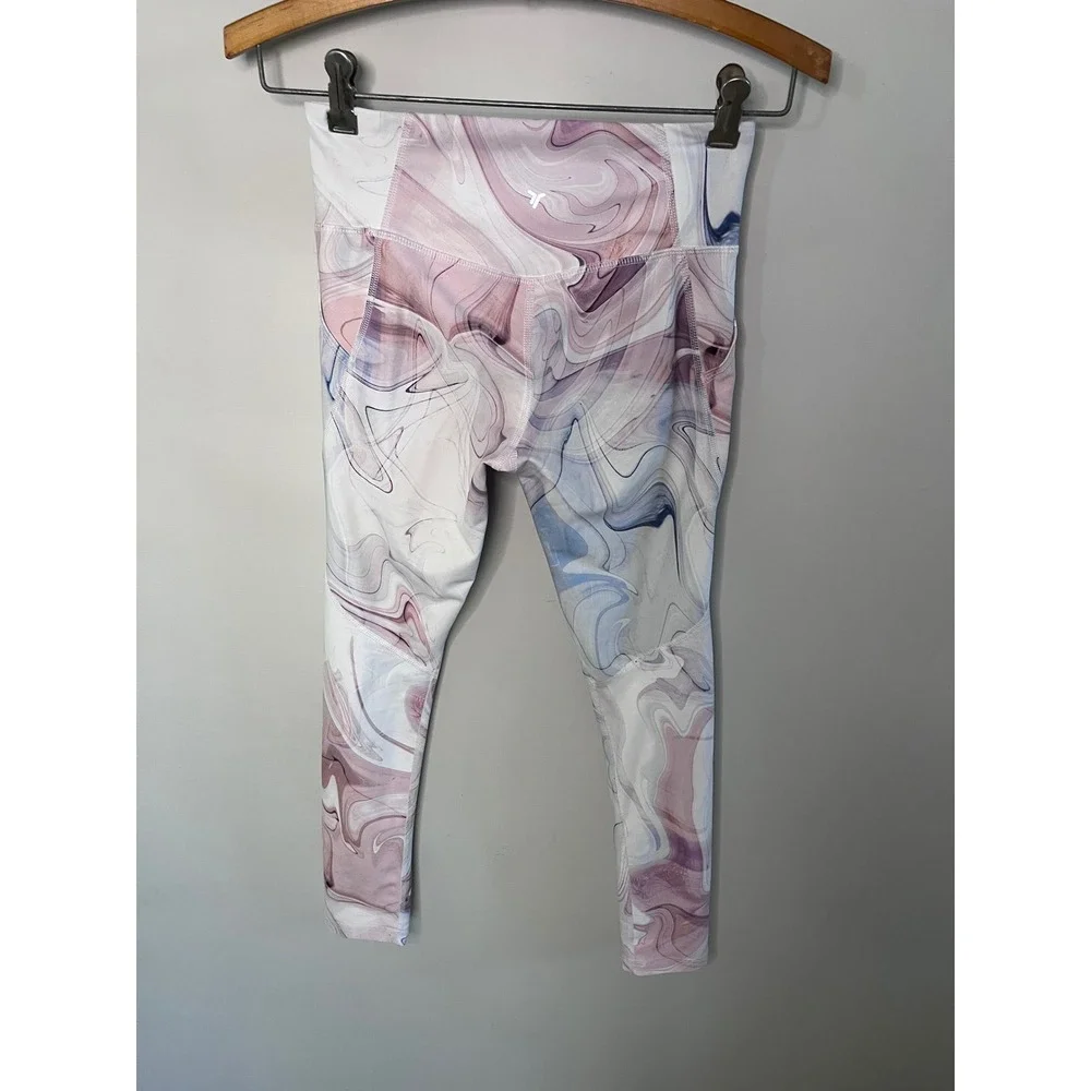Old Navy Active Girl Powersoft High-Rise Leggings Marble Swirl Purple Blue 10-12